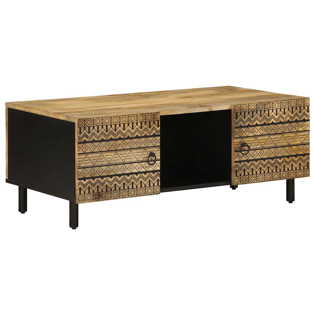 Salontafel 100X54X40 Cm Massief Ruw Mangohout Zwart Antraciet