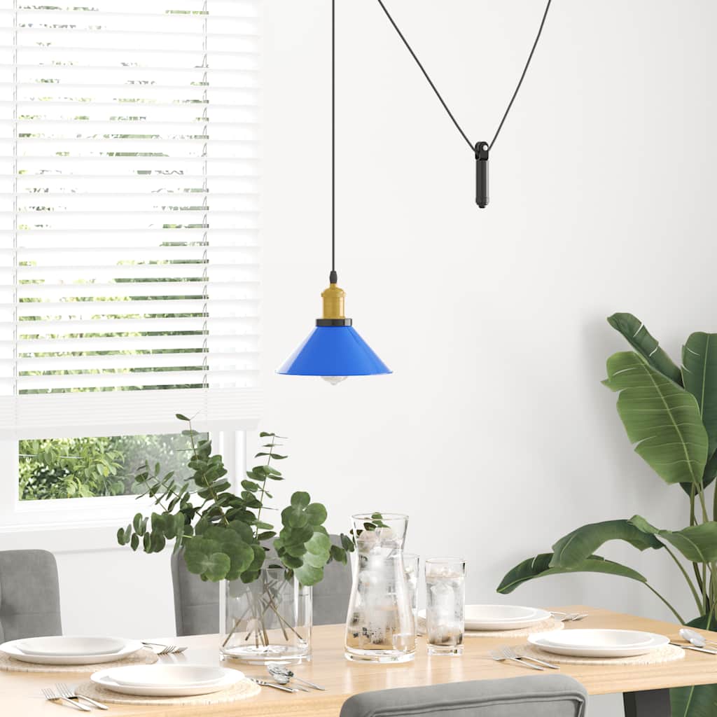 Hanglamp In Hoogte Verstelbaar E27 Ø22 Cm Metaal Donkerblauw