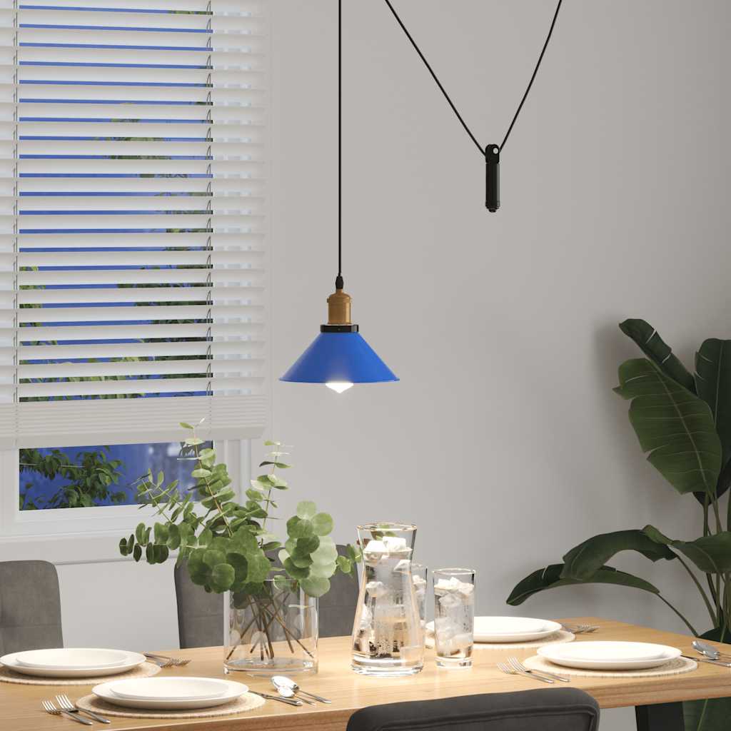 Hanglamp In Hoogte Verstelbaar E27 Ø22 Cm Metaal Donkerblauw