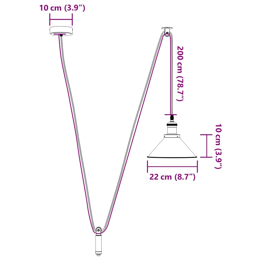 Hanglamp In Hoogte Verstelbaar E27 Ø22 Cm Metaal Donkerblauw
