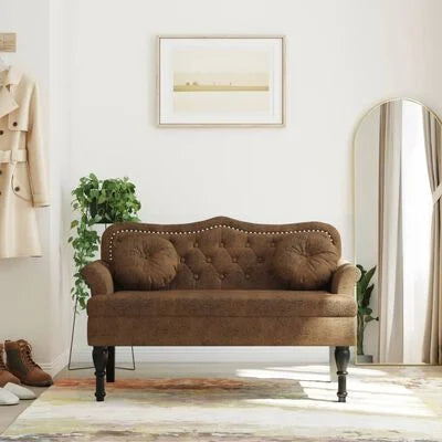 Bankje met Kunstsuèdeleer en Kussens in Elegant Design