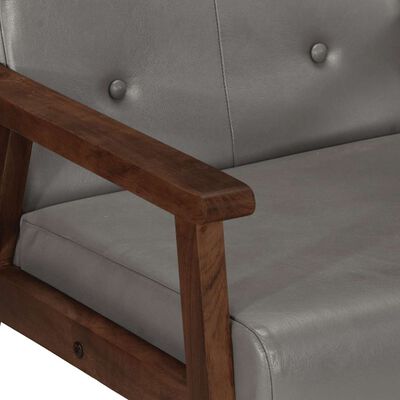 Fauteuil Echt Leer - Grijs Industrieel Ontwerp