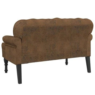 Zitbank met Rugleuning – Kunstsuède Bruin & Klassiek Design
